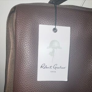 ROBERT GRAHAM THURSTON BROWN PEBBLED LEATHER FRONT PANEL MIX MEDIA BACKPACK NWT